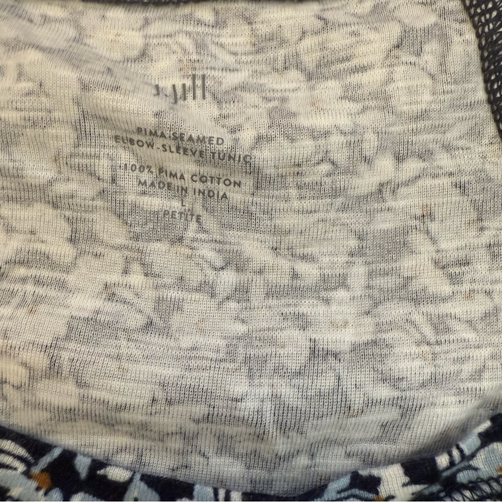 J. Jill Blue and White Floral elbow sleeve Tunic - Picture 3 of 7